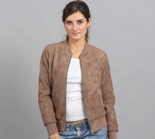 Urban Classic Ladies Imitation Suede Bomber Jacket