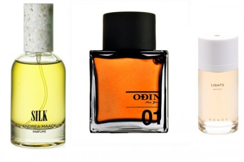 Parfém ANDREA MAAC Silk 50ml 1 290 Kč; parfém ODIN 01 Sunda 100ml, 1 590 Kč a parfém ROADS Lights 50ml, 4 990 Kč.