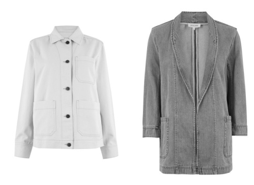 bílá denim bunda za 999 Kč a kimono bunda za 1299 Kč